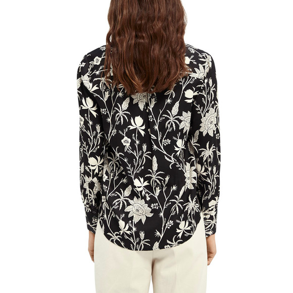 Scotch & Soda Floral Button Down Shirt Black Collared Long Sleeve Size XS - Picture 4 of 10